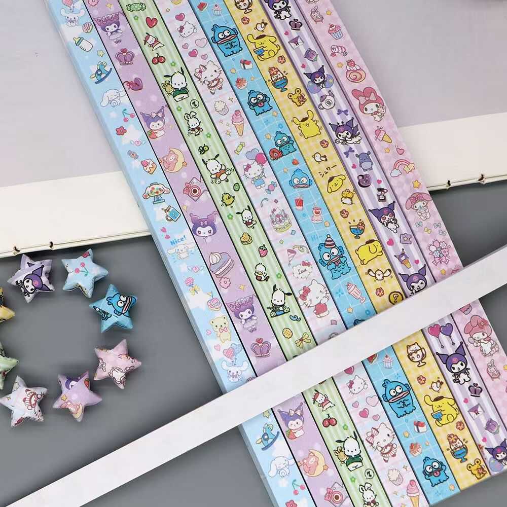 折星星纸卡通可爱小动物折纸花束diy材料许愿细长纸条编五角星的