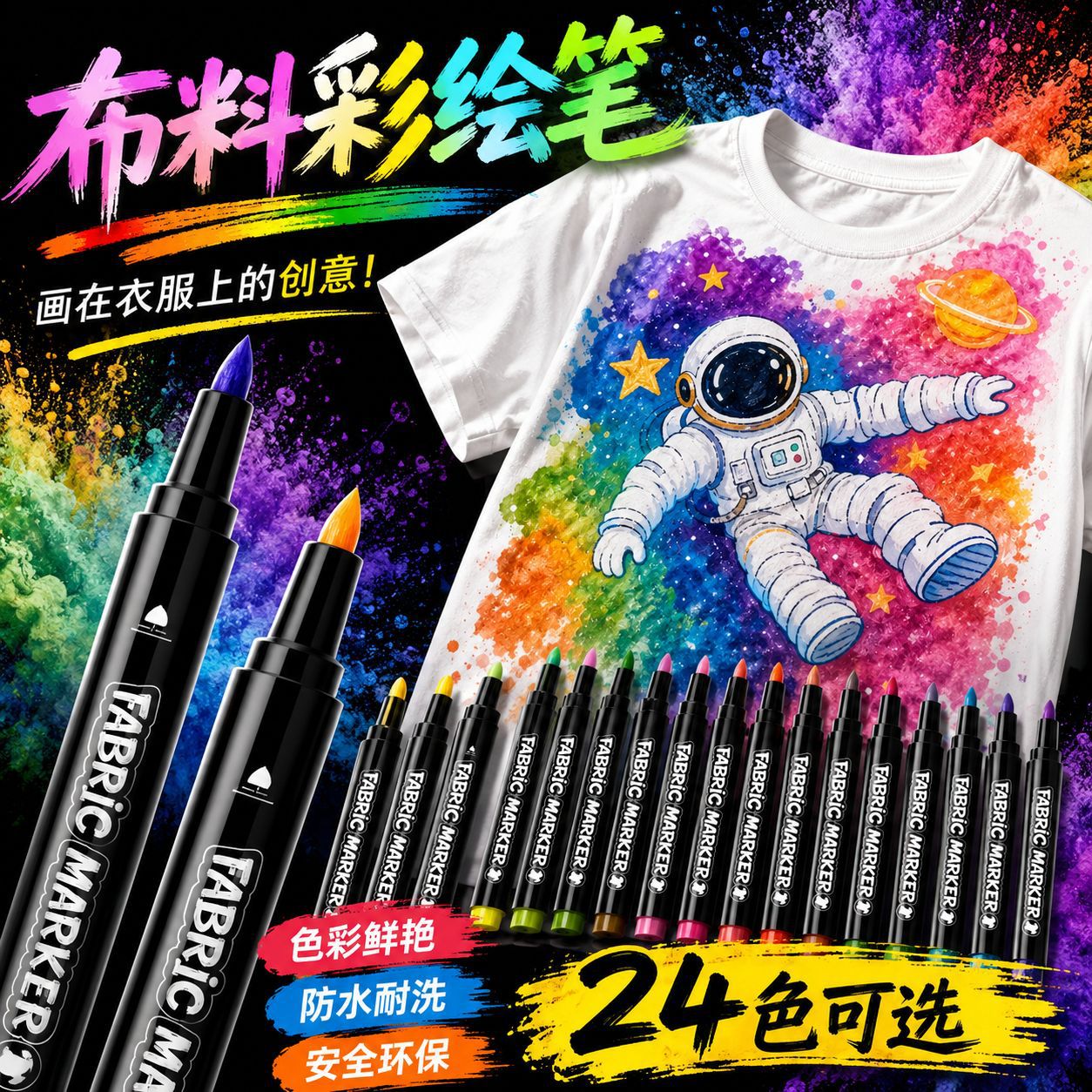 索美奇布艺织物笔涂鸦衣服可洗防水马克笔手工彩绘不掉色布料笔