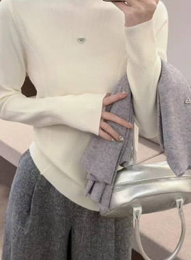 2025新款韩版宽松显瘦圆领长袖安迪绒针织衫女百搭休闲毛衣上衣