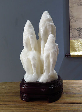 钟乳石天然原石摆件白色石笋盆景石靠山奇石观赏石矿物大世界5571