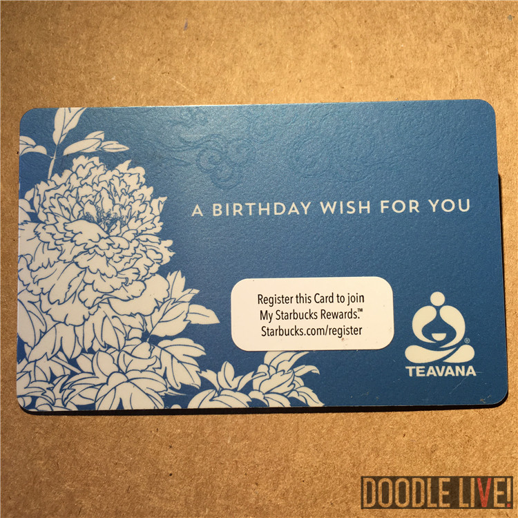 绝版初代标 星巴克美国卡收藏2013茶瓦纳TEAVANA生日祝福全新未刮