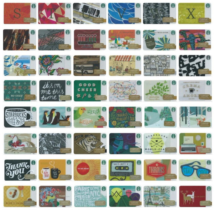 全套99张 绝版星巴克美国卡收藏2014圣诞限定全新未刮
