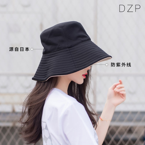 日系DZP双面大头围大檐渔夫帽子夏天UVcut遮阳防晒明星春夏盆帽女