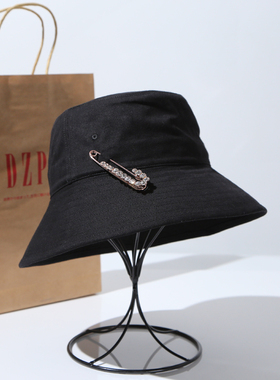 韩版夏季大檐纯棉黑色防晒帽渔夫帽子女大头围遮阳百搭盆帽春秋潮