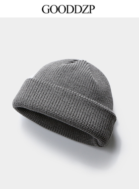 针织帽加厚帽子男冬天女秋冬百搭毛线帽无标瓜皮冷帽潮牌韩版灰色