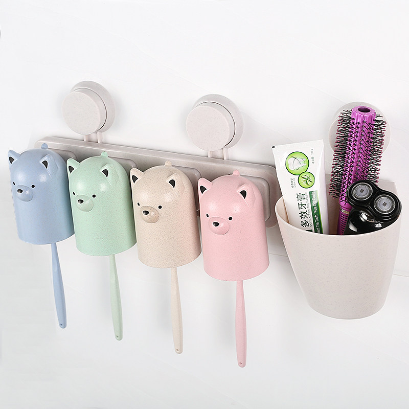 Wheat Little Bear Toothbrush holder Suction wall Hanging type Wash Set sucker Gargle Cup Brush Dental cup Shelfin the Family/Personal Cleaning Tools , Sanitary appliances/Bathroom accessories , Toothbrush holder/Teeth bench  category - from Buy2taobao.com to provide professional Taobao agent buy service