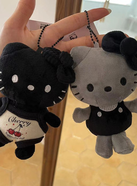 日本50周年灰黑Kitty猫包包挂件钥匙扣helloKT凯蒂猫女生生日礼物