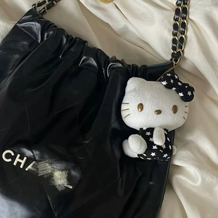 日本黑色星kitty包包挂件公仔少女生可爱玩偶kt猫书包挂饰品礼物