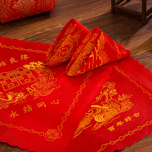 结婚手绢新娘红手帕换喜小方巾正方形喜帕纯棉回礼扔婚礼用品大全