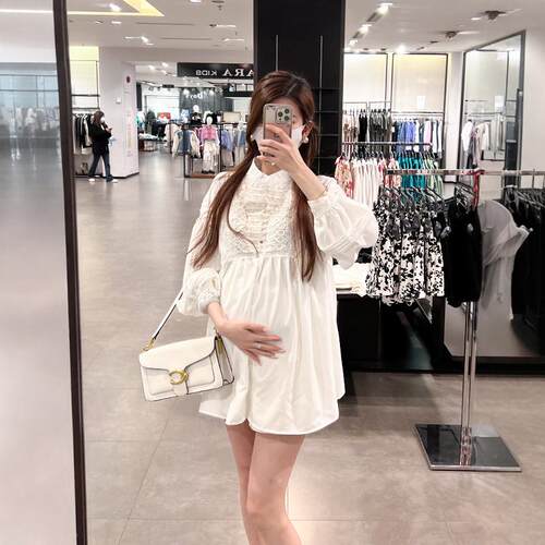 海德妈咪孕妇装秋冬宫廷法式蕾丝气质端庄贵气中长款雪纺上衣衬衫