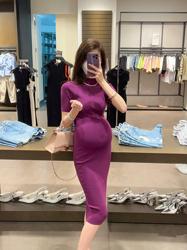 海德妈咪孕妇装夏半高领气质高级感显瘦显白针织包臀打底连衣裙