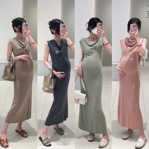 莫兰迪法式高级感简约无袖针织裙