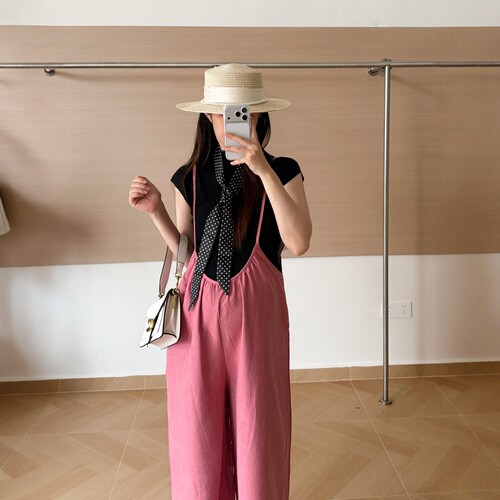 夏季韩系少女显瘦孕妇背带裤套装