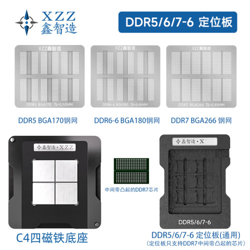 显卡显存DDR5/6/6X/7 BGA170/180/266植球台植锡台直接加热钢网