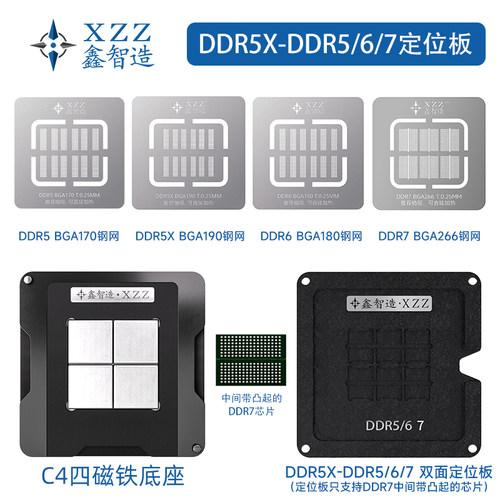 GDDR7/DDR6/5X/5显存BGA266/190/180/170植球钢网植锡台 DRAM刮锡