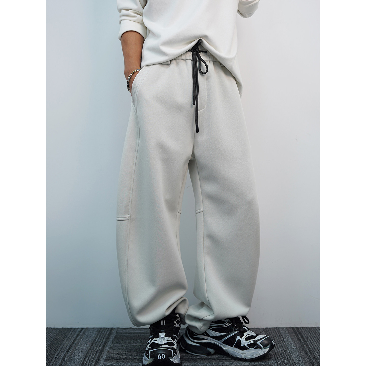 2025秋冬新款运动休闲卫裤男美式潮牌阔腿弯刀裤解构宽松长裤子潮,男装,卫裤,淘宝优惠券,粉丝福利购,淘宝优惠卷