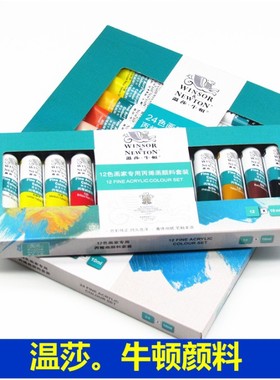 温莎牛顿丙烯颜料12色24色 模型手办石粉粘土上色丙烯画墙绘彩绘