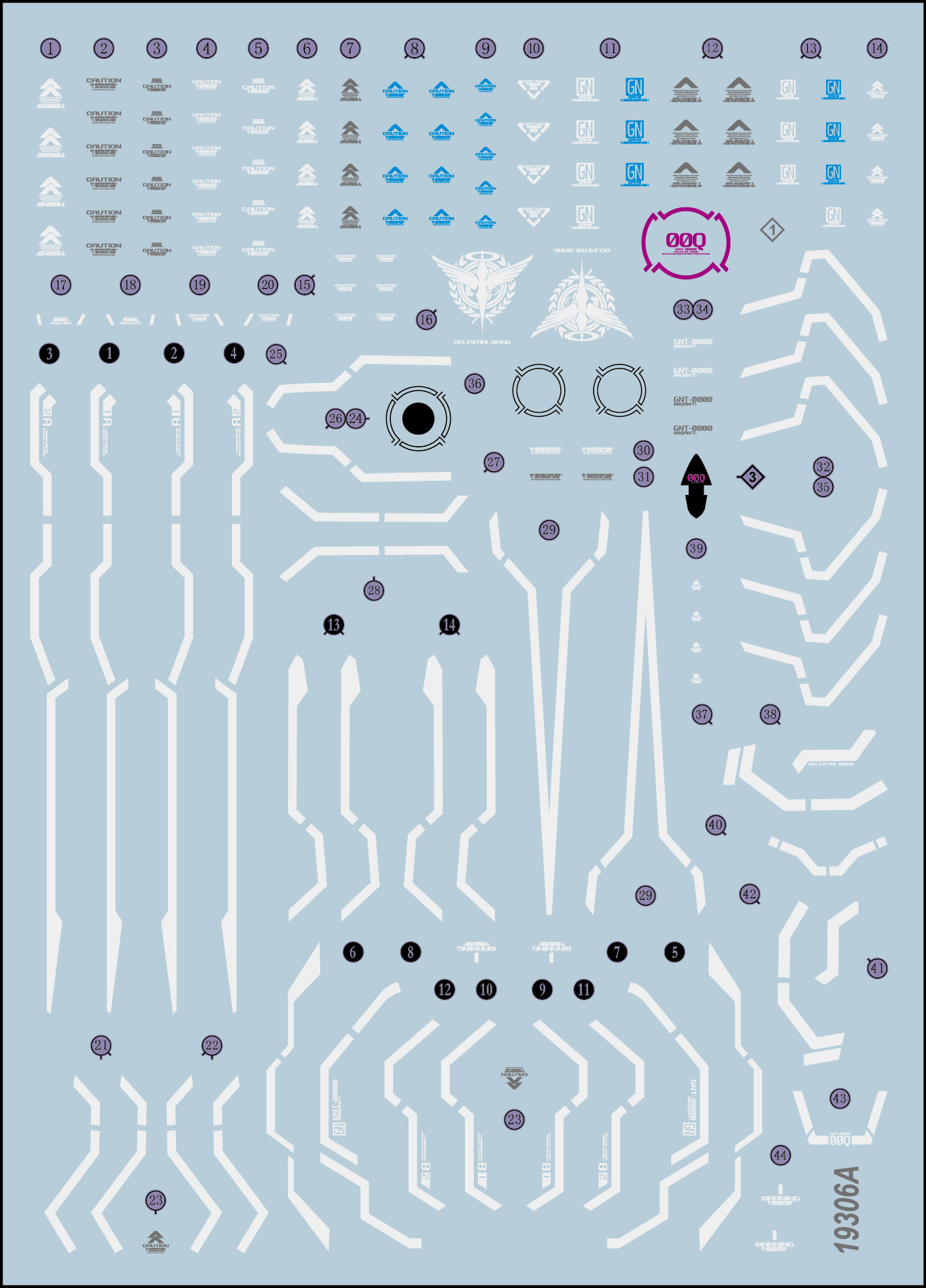 中环水贴19306a 1/100 mg00q全刃式ooq剑iv 00荧光高达模型水贴纸