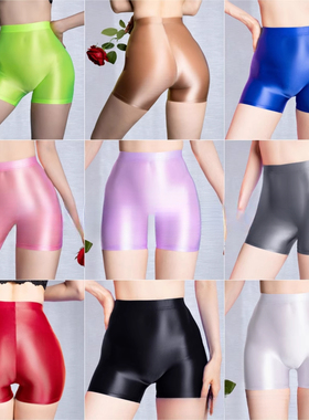 超薄透明高腰油亮光泽丝滑前裆无缝性感平角裤透气紧身内裤女柔软