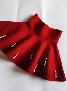 女童韩版小香风半身裙春秋女宝百褶裙高腰黑色短裙儿童裙子