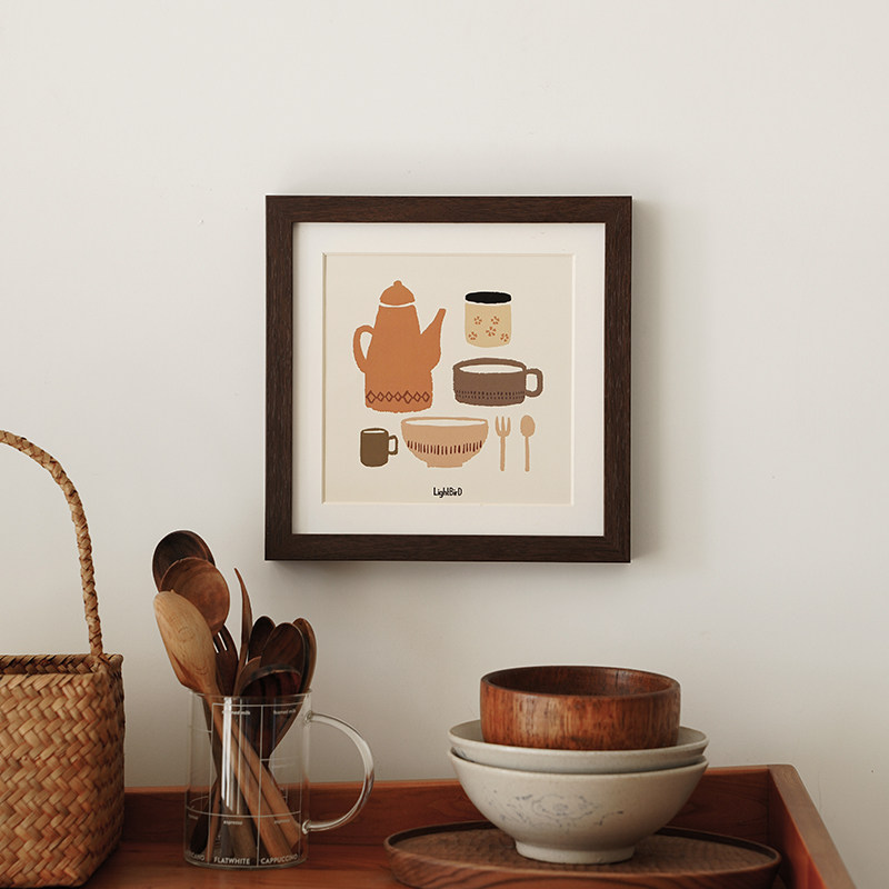 syukuart原创日式杂货铺面包店咖啡店柜子装饰画摆件土陶坛子画芯