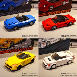 高品质炫酷八格车敞篷跑车积木玩具拼装赛车模型男孩机构礼物