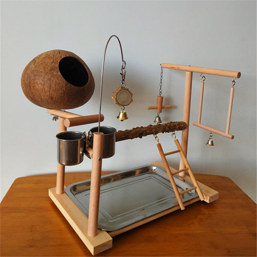 鸟站架花椒木杆笼椰壳窝玩具秋千游乐场牡丹鹦鹉虎皮站架互动训练