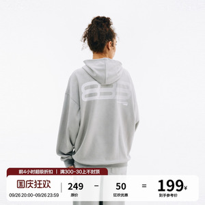 FPA麂皮logo连帽卫衣 国潮牌潮流美式复古秋装情侣款休闲宽松帽衫