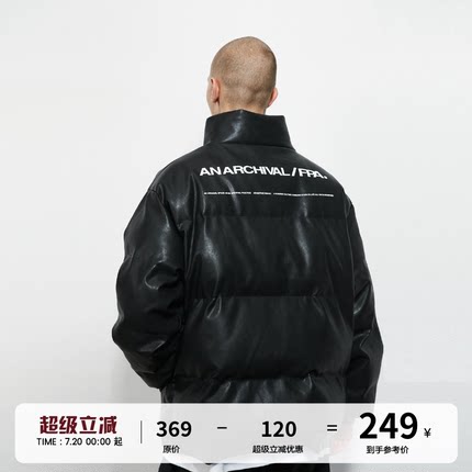 FPA冬季加厚PU皮棉衣 国潮牌宽松立领黑色面包羽绒棉服袄子外套男