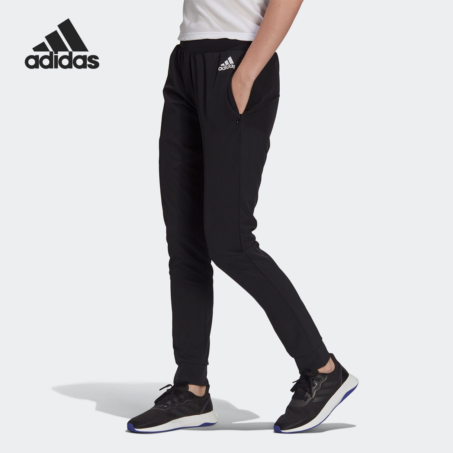 adidas阿迪达斯女裤新款运动裤休闲收口小脚裤子训练长裤女gv5172