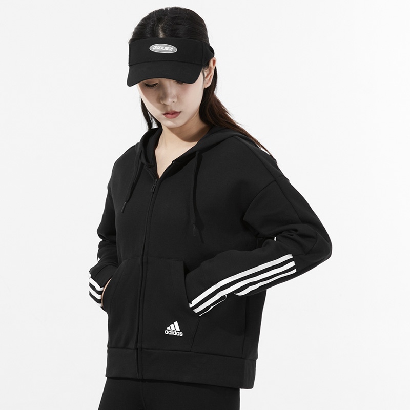 adidas阿迪达斯官网外套女2022春季新款运动服连帽上衣夹克gs1380