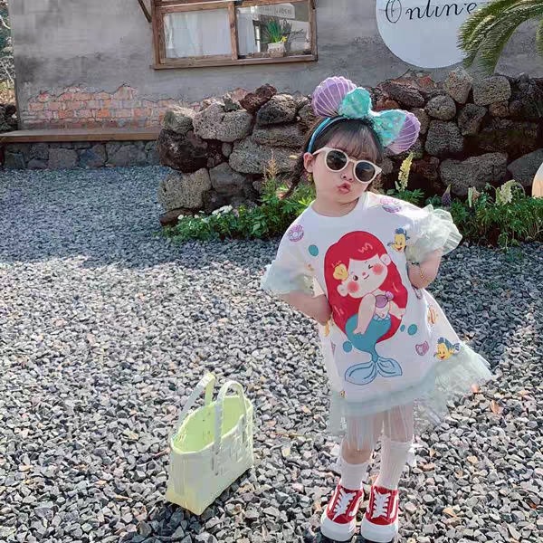 夏女童t恤短袖韩版洋气儿童网纱长款t恤裙子美人鱼白雪公主连衣裙,童装/婴儿装/亲子装,连衣裙,淘宝优惠券,粉丝福利购,淘宝优惠卷