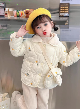 女童棉衣秋冬季加绒薄款棉服春秋女宝宝小童夹棉早春初春外套棉袄
