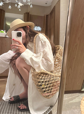 tingtings 白色亚麻天丝衬衫外套女秋季2025新款宽松休闲夹克上衣