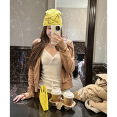 tingtings 白色miu针织吊带背心女早秋性感内搭V领打底衫 显瘦上衣