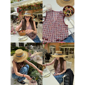 tingtings 彩色编织 小香风V领针织马甲背心女气质百搭叠穿上衣