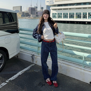 外套直筒长裤 tingtings 衬衫 女早春高级短款 美式 肌理感牛仔套装