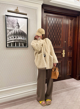 tingtings 加长羊绒裤加绒裤女秋冬保暖裤子宽松羊毛裤加厚针织裤