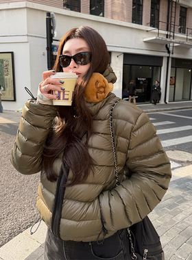 tingtings 轻盈感95鹅绒服外套女冬季新款三防连帽排骨羽绒服上衣