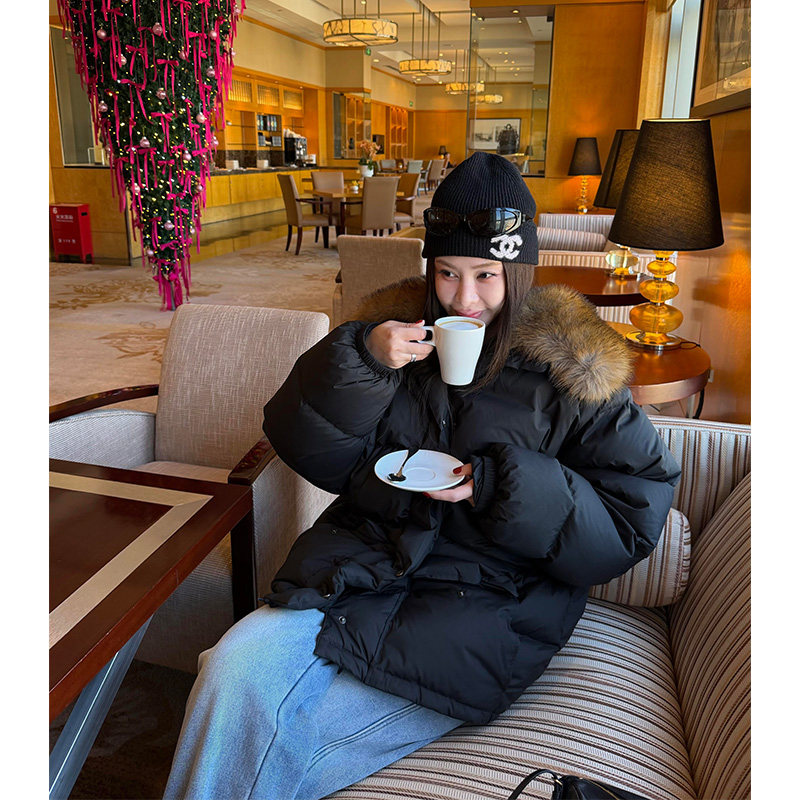 90白鸭绒毛领羽绒服女冬保暖上衣