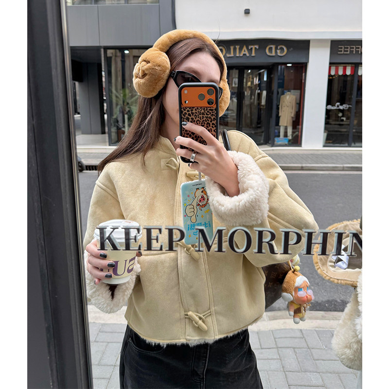 tingtings jennie同款短款羊羔绒外套女冬季新款麂皮绒夹克上衣,女装/女士精品,短外套,淘宝优惠券,粉丝福利购,淘宝优惠卷