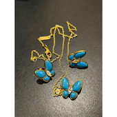 tingtings 眼前一亮 绿松石蝴蝶项链女精致白贝母气质耳钉饰品