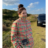 tingtings 彩色格子羊羔毛外套女秋冬洋气保暖加厚妮子夹克上衣