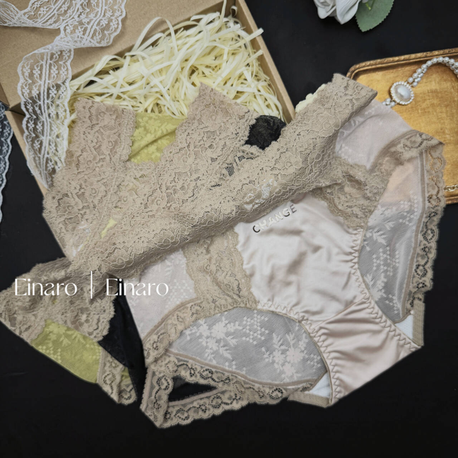 轻奢淑女缎面女士内裤中腰拼接