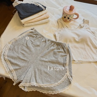 BM风蕾丝边安全裤A类婴儿棉阿罗裤可外穿防走光四角短裤纯棉睡裤