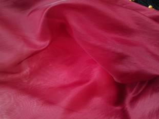 闭店清仓酒红色情人棉薄纱透汉服布料微骨感