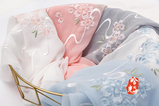 闭店清仓晗光阁原创绣花布料流水浮樱刺绣汉服cos时装diy布面料