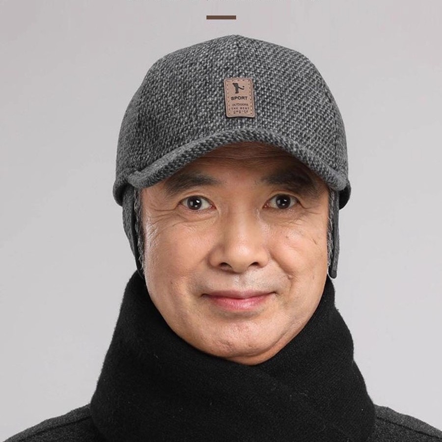 中老年人帽子男秋冬季保暖老人护耳鸭舌帽老头爸爸爷爷加绒棒球帽