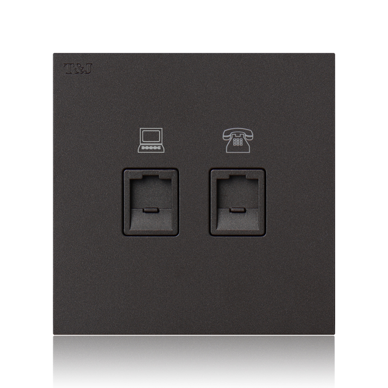 Space base TJ switch socket panel fusion computer telephone socket two in one network panel wall socket concealed installation 86