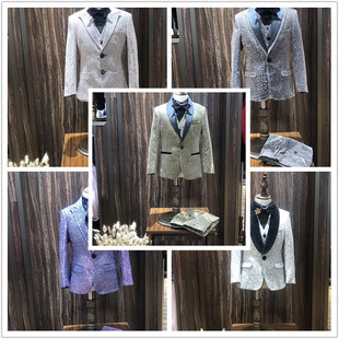 出租出售新款男童西服套装走秀主持人钢琴演出服亮闪闪模特红毯